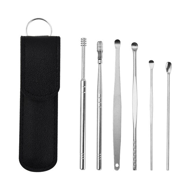 Ouvidos Limpos | Kit de Higiene de Ouvido com 6 Peças em Aço Inox - CleanEar™